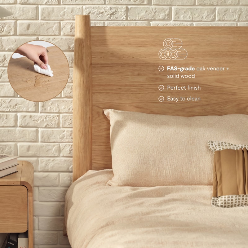 FlexiSpot Kana Retro Japanese Joinery Bed | Solid Wood Bed Frame